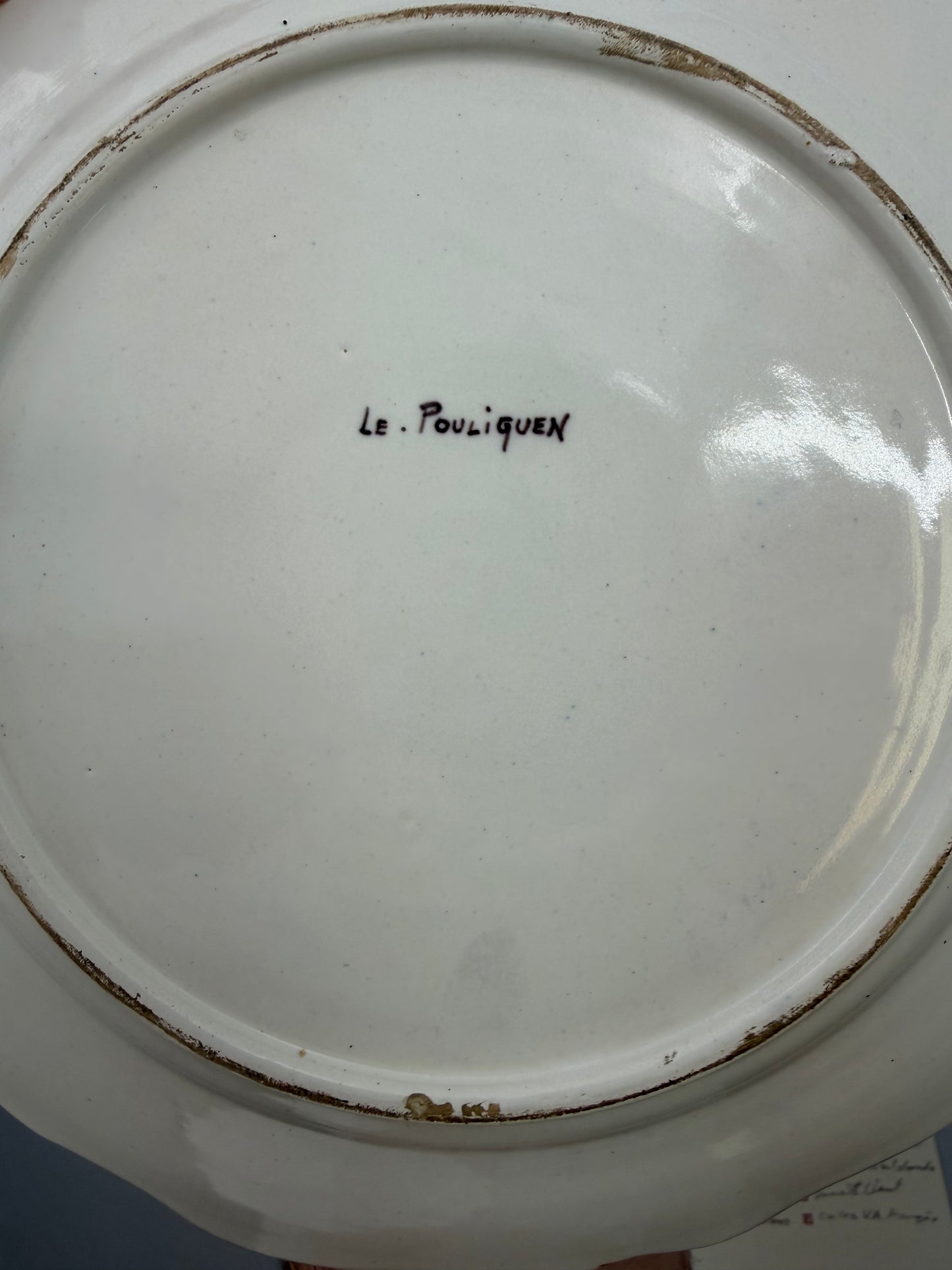 Set of 13 hand-painted French Breton earthenware plates, “Le Pouliguen”