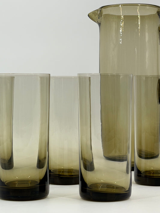 Mid-century jug and five glasses set