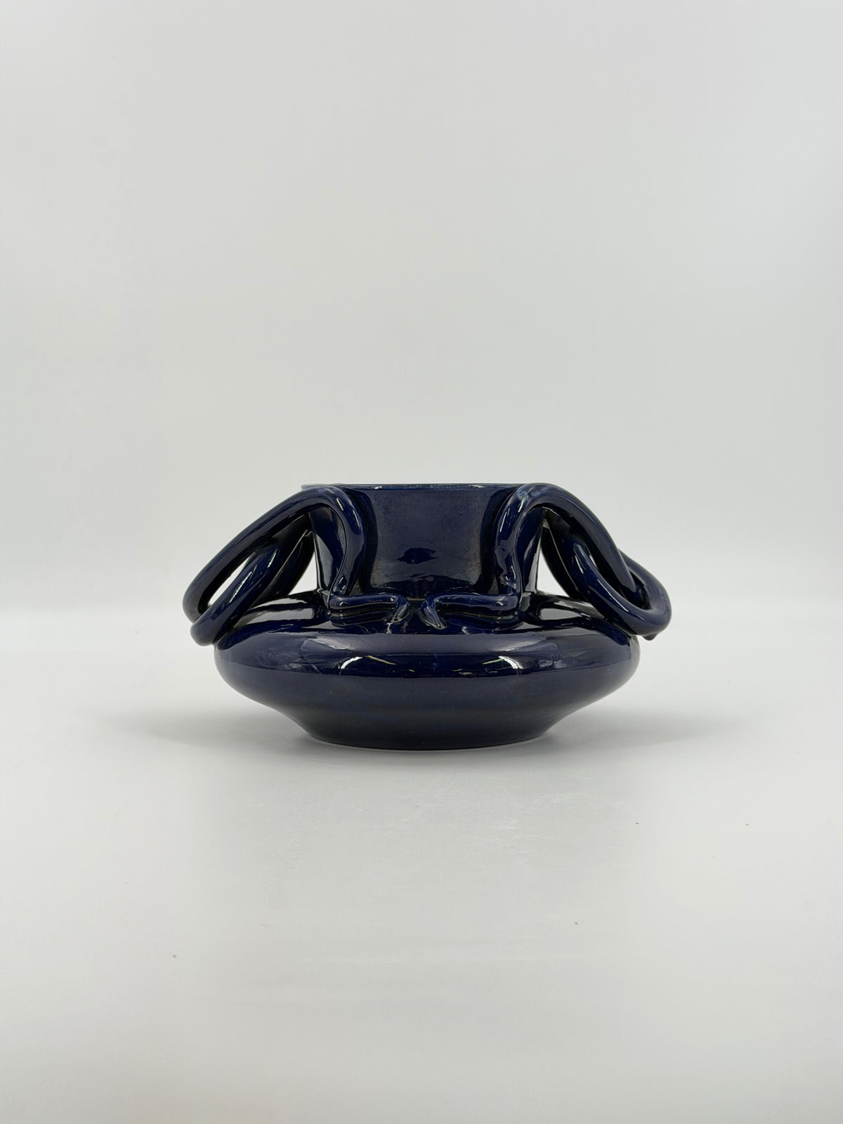 Sculptural Blue Ceramic Vase