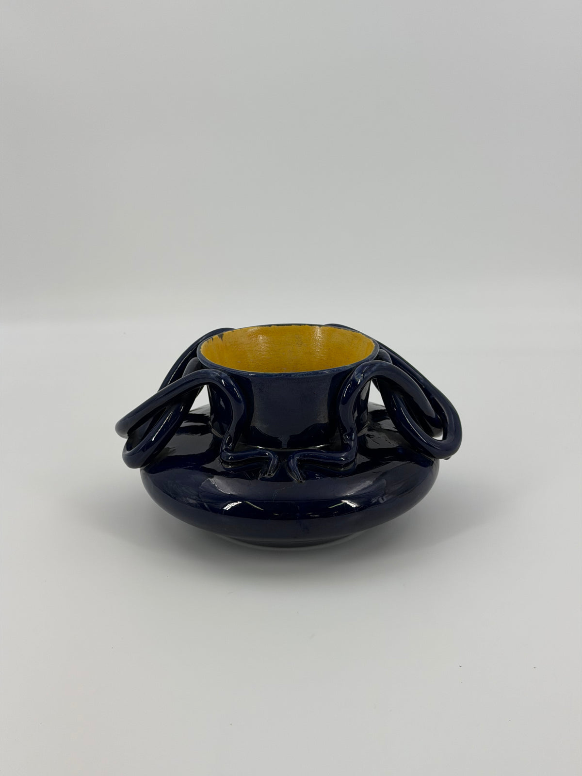Sculptural Blue Ceramic Vase