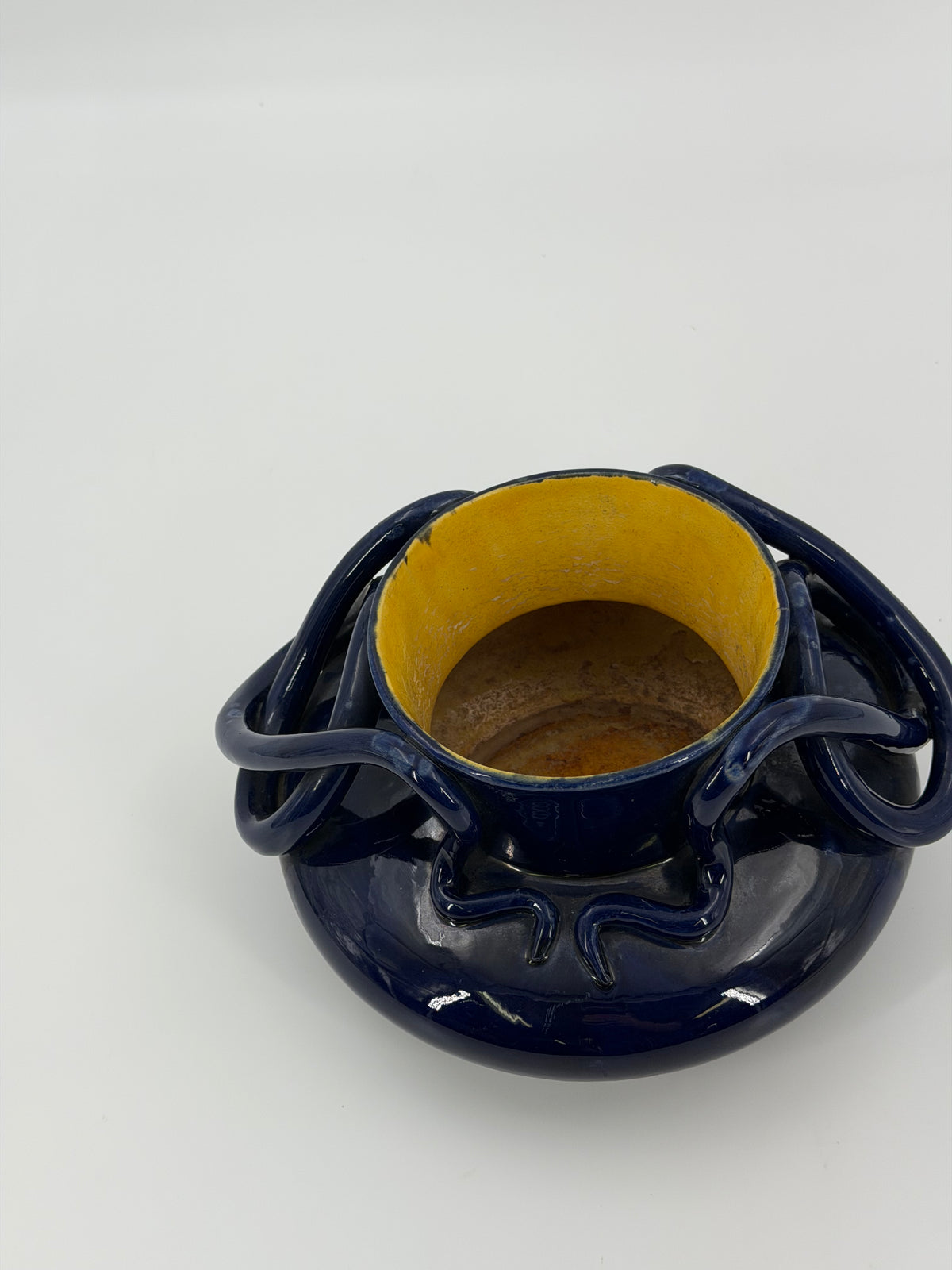 Sculptural Blue Ceramic Vase