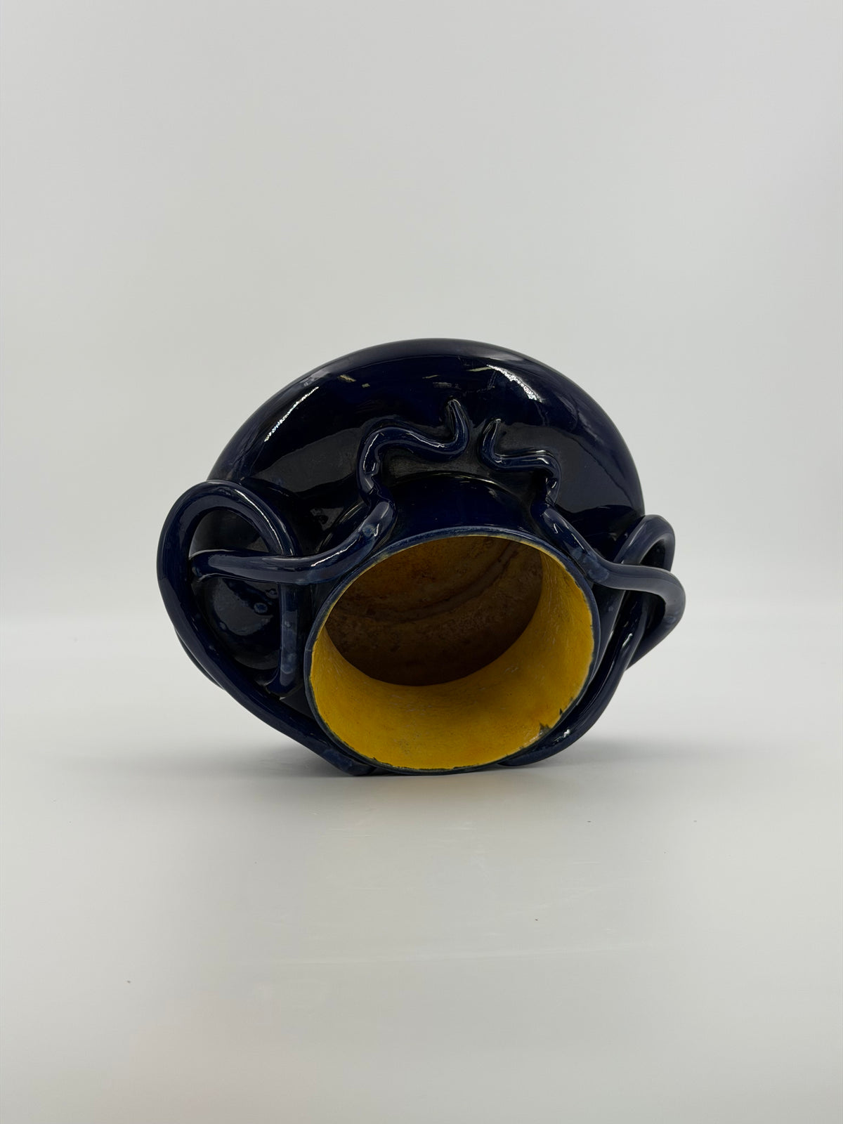 Sculptural Blue Ceramic Vase